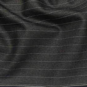 Raymond Dark Grey Polyester Viscose White Pin Stripes Unstitched Suiting Fabric - 3.75 Meter