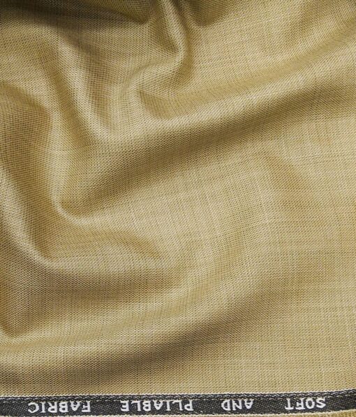 Raymond Sand Castle Beige Polyester Viscose Self Design Unstitched Suiting Fabric - 3.75 Meter