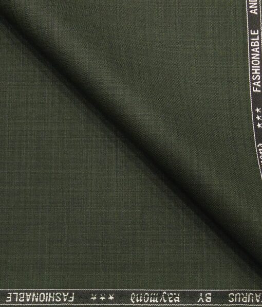Raymond Dark Seaweed Green Polyester Viscose Self Design Unstitched Suiting Fabric - 3.75 Meter