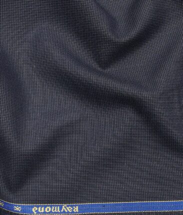 Raymond Blue Polyester Viscose Structured Unstitched Suiting Fabric- 3.75 Meter