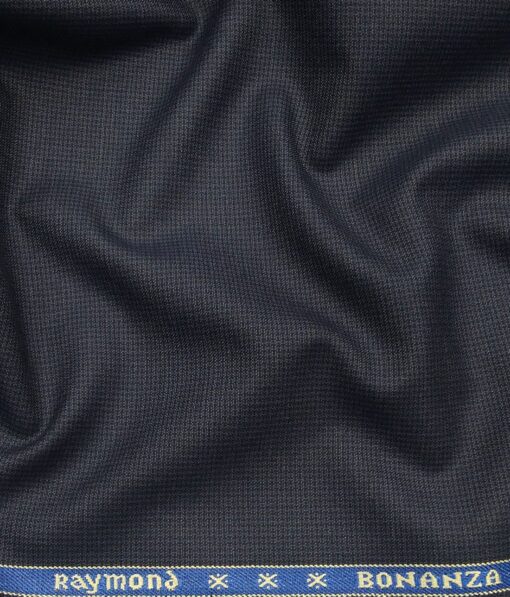 Raymond Dark Blue  Polyester Viscose Self Structured Unstitched Suiting Fabric - 3.75 Meter