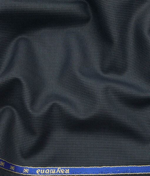 Raymond Dark Firozi Blue Polyester Viscose Self Structured Unstitched Suiting Fabric - 3.75 Meter