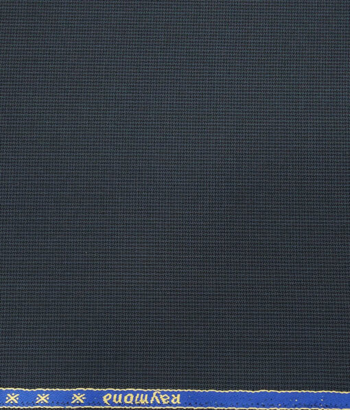 Raymond Dark Firozi Blue Polyester Viscose Self Structured Unstitched Suiting Fabric - 3.75 Meter