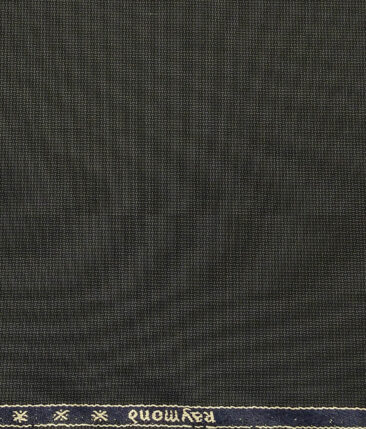 Raymond Dark Greenish Grey Polyester Viscose Structured Unstitched Suiting Fabric - 3.75 Meter