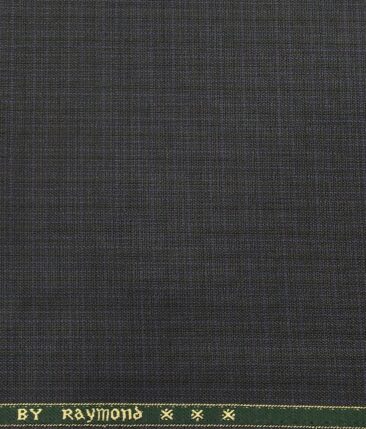 Raymond Dark Blueish Grey Polyester Viscose Self Checks Shiny Unstitched Suiting Fabric - 3.75 Meter