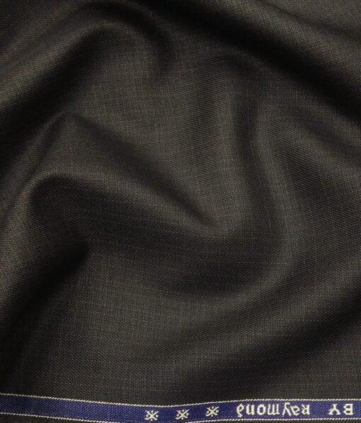 Raymond Dark Brown Polyester Viscose Self Checks Shiny Unstitched Suiting Fabric - 3.75 Meter