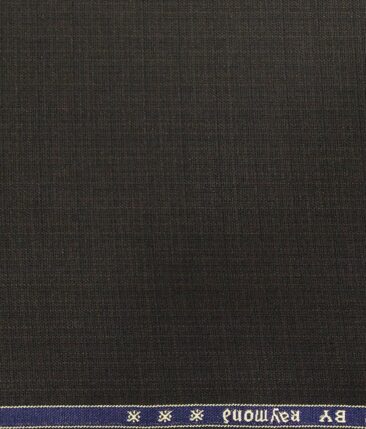 Raymond Dark Brown Polyester Viscose Self Checks Shiny Unstitched Suiting Fabric - 3.75 Meter