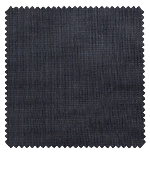 Raymond Dark Navy Blue Polyester Viscose Self Checks Shiny Unstitched Suiting Fabric - 3.75 Meter