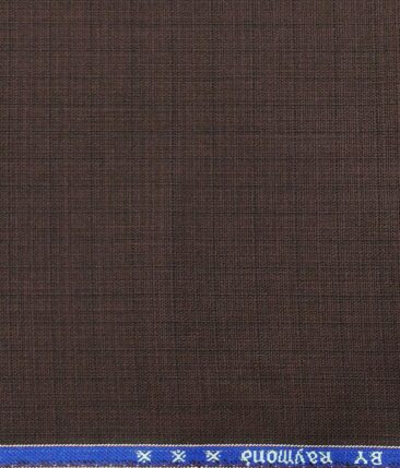 Raymond Pecan Brown Polyester Viscose Self Checks Shiny Unstitched Suiting Fabric - 3.75 Meter