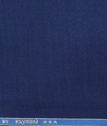 Raymond Bright Royal Blue Polyester Viscose Dotted Strcuture Unstitched Suiting Fabric - 3.75 Meter