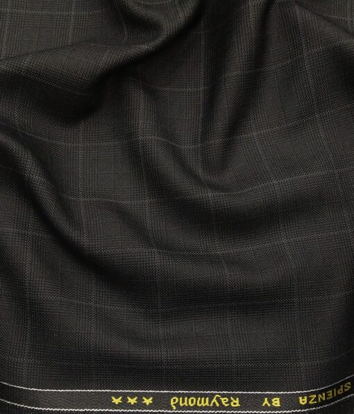 Raymond Blackish Grey Polyester Viscose Checks Unstitched Suiting Fabric - 3.75 Meter
