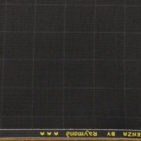 Raymond Blackish Grey Polyester Viscose Checks Unstitched Suiting Fabric - 3.75 Meter