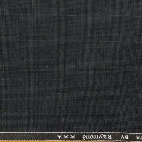 Raymond Dark Blueish Grey Polyester Viscose Checks Unstitched Suiting Fabric - 3.75 Meter
