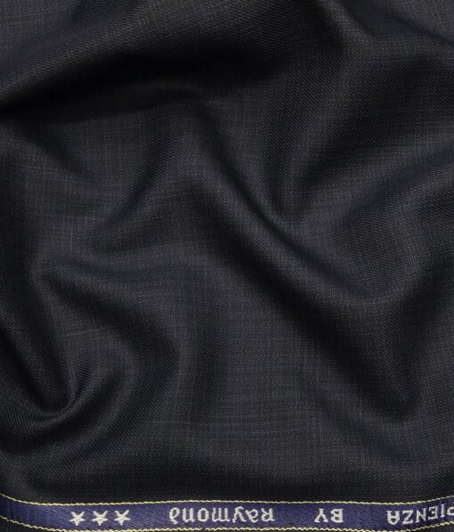 Raymond Dark Blue Polyester Viscose Self Design Unstitched Suiting Fabric - 3.75 Meter