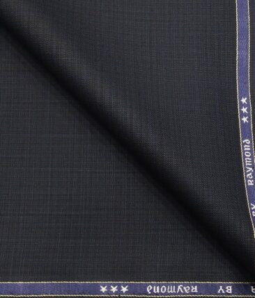 Raymond Dark Blue Polyester Viscose Self Design Unstitched Suiting Fabric - 3.75 Meter
