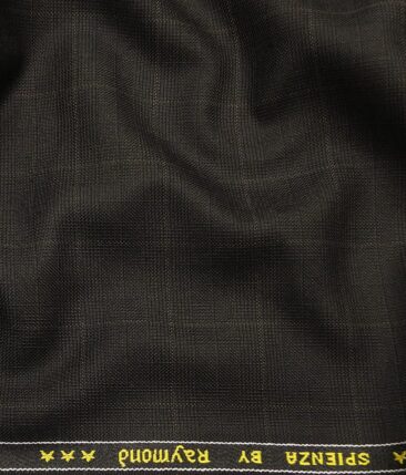 Raymond Dark Brown Polyester Viscose Checks Unstitched Suiting Fabric - 3.75 Meter