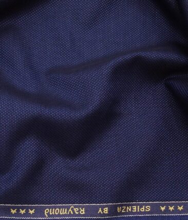 Raymond Dark Royal Blue Polyester Viscose Dotted Strcuture Unstitched Suiting Fabric - 3.75 Meter