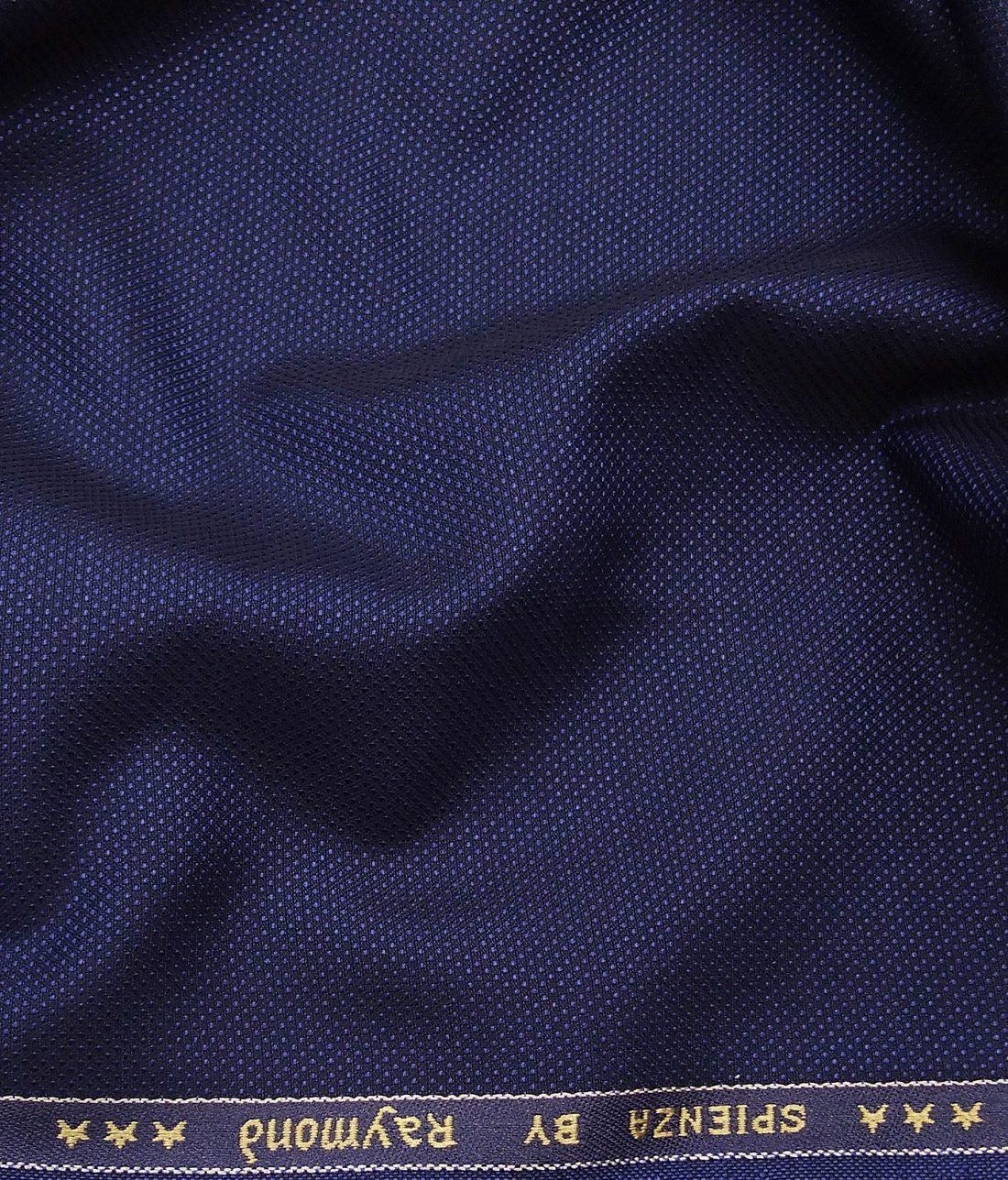 Raymond Dark Royal Blue Polyester Viscose Dotted Strcuture Unstitched Suiting Fabric - 3.75 Meter