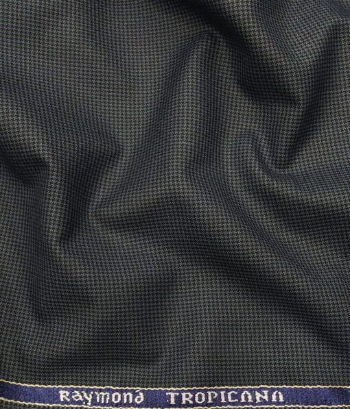 Raymond Aegean Blue Polyester Viscose Houndstooth Strcuture Unstitched Suiting Fabric - 3.75 Meter