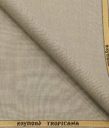 Raymond Beige Polyester Viscose Houndstooth Strcuture Unstitched Suiting Fabric - 3.75 Meter