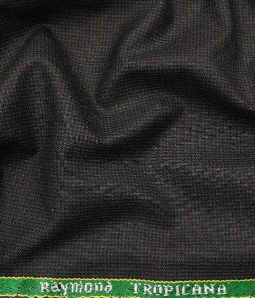 Raymond Blackish Grey Polyester Viscose Houndstooth Strcuture Unstitched Suiting Fabric - 3.75 Meter