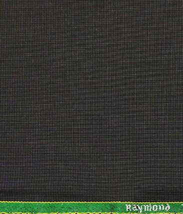 Raymond Blackish Grey Polyester Viscose Houndstooth Strcuture Unstitched Suiting Fabric - 3.75 Meter