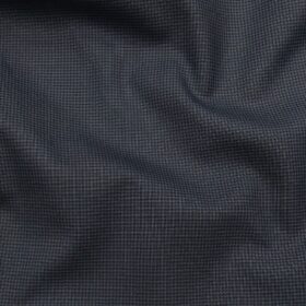 Raymond Dark Blue Polyester Viscose Houndstooth Strcuture Unstitched Suiting Fabric - 3.75 Meter