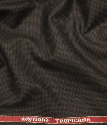 Raymond Dark Brown Polyester Viscose Houndstooth Strcuture Unstitched Suiting Fabric - 3.75 Meter