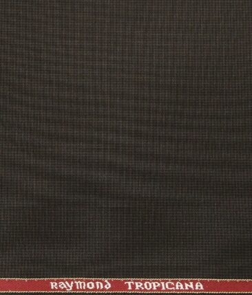 Raymond Dark Brown Polyester Viscose Houndstooth Strcuture Unstitched Suiting Fabric - 3.75 Meter