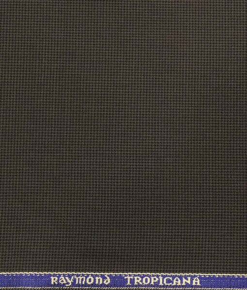 Raymond Dark Carob Brown Polyester Viscose Houndstooth Strcuture Unstitched Suiting Fabric - 3.75 Meter