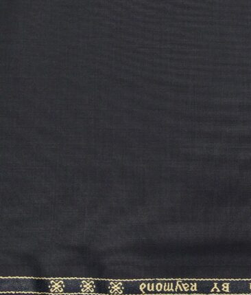 Raymond Dark Greyish Blue Polyester Viscose Solid Unstitched Suiting Fabric - 3.75 Meter