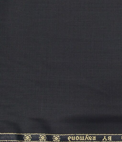 Raymond Dark Greyish Blue Polyester Viscose Solid Unstitched Suiting Fabric - 3.75 Meter