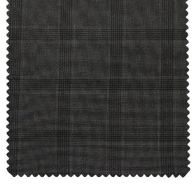 Raymond Dark Grey Polyester Viscose Broad Checks Unstitched Suiting Fabric - 3.75 Meter