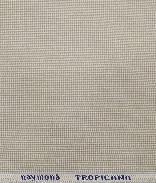 Raymond Light Grey Polyester Viscose Houndstooth Strcuture Unstitched Suiting Fabric - 3.75 Meter