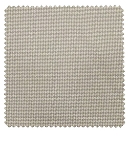 Raymond Light Grey Polyester Viscose Houndstooth Strcuture Unstitched Suiting Fabric - 3.75 Meter