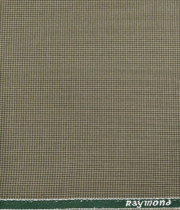 Raymond Light Oyster Polyester Viscose Houndstooth Strcuture Unstitched Suiting Fabric - 3.75 Meter