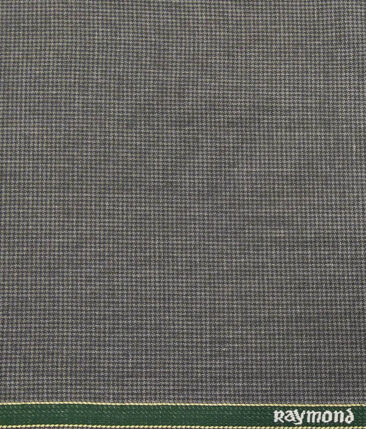 Raymond Silver Grey Polyester Viscose Houndstooth Strcuture Unstitched Suiting Fabric - 3.75 Meter