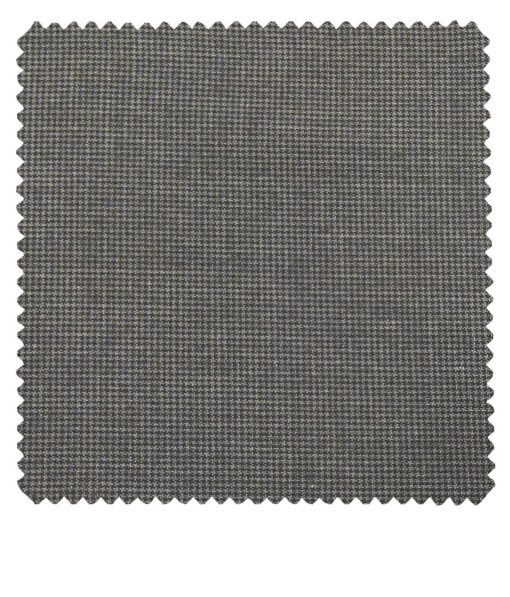 Raymond Silver Grey Polyester Viscose Houndstooth Strcuture Unstitched Suiting Fabric - 3.75 Meter