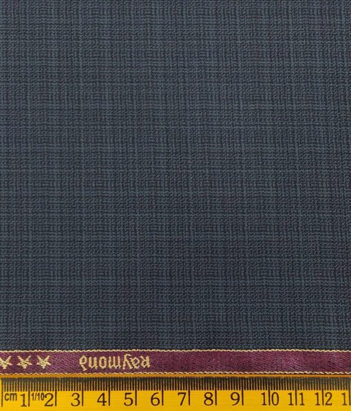 Raymond Spruce Blue Polyester Viscose Self Design Unstitched Suiting Fabric - 3.75 Meter