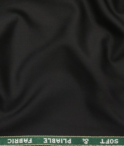 Raymond Black Polyester Viscose Solid Unstitched Suiting Fabric - 3.75 Meter