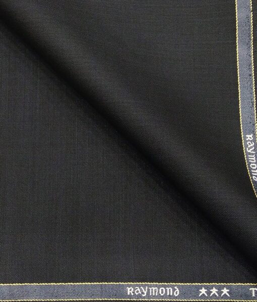 Raymond Dark Blue Polyester Viscose Self Design Shiny Unstitched Suiting Fabric - 3.75 Meter