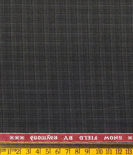 Raymond Blackish Grey Polyester Viscose Self Checks Unstitched Suiting Fabric - 3.75 Meter