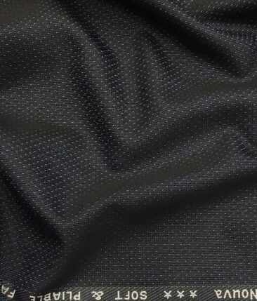 Raymond Dark Blue Polyester Viscose Dotted Structured Unstitched Suiting Fabric - 3.75 Meter