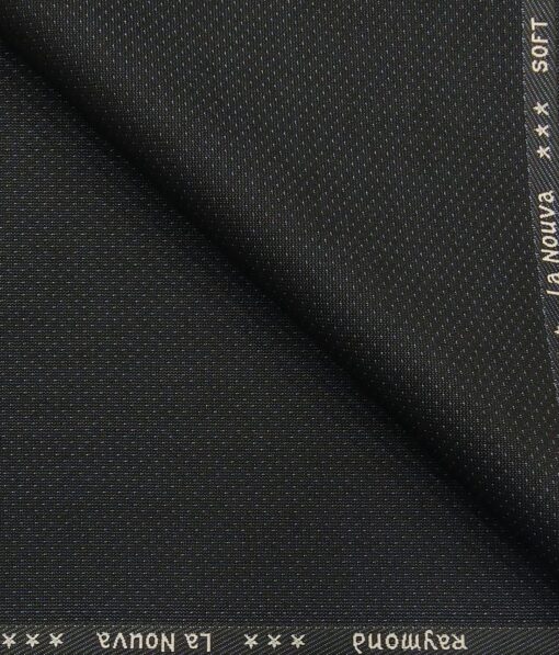 Raymond Dark Blue Polyester Viscose Dotted Structured Unstitched Suiting Fabric - 3.75 Meter