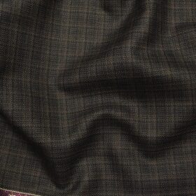 Raymond Dark Brown Polyester Viscose Self Checks Unstitched Suiting Fabric - 3.75 Meter