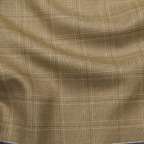 Raymond Hazelnut Beige Polyester Viscose Broad Self Checks Unstitched Suiting Fabric - 3.75 Meter