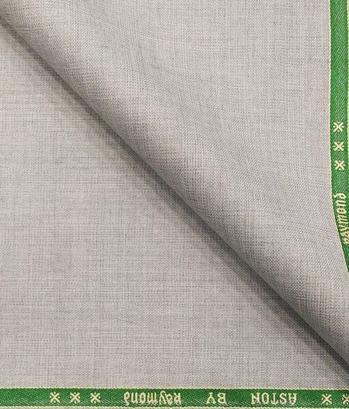Raymond Light Grey Polyester Viscose Self Checks Unstitched Suiting Fabric - 3.75 Meter