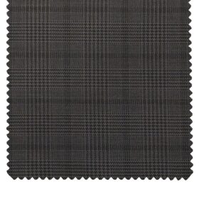 Raymond Dark Grey Polyester Viscose Self Black Structured Cum Checks Unstitched Suiting Fabric - 3.75 Meter