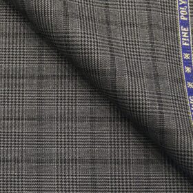 Raymond Grey Polyester Viscose Self Black Structured Cum Checks Unstitched Suiting Fabric - 3.75 Meter
