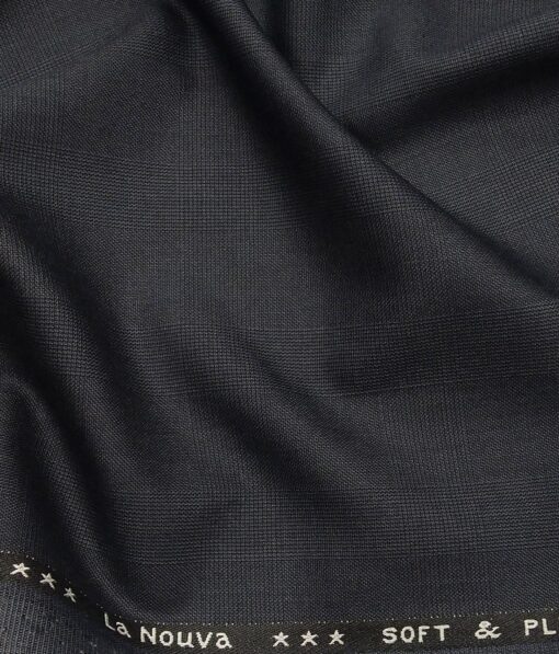 Raymond Dark Anchor Grey Polyester Viscose Self Checks Unstitched Suiting Fabric - 3.75 Meter